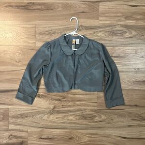 Mimi Chica Steel Blue Cropped Blazer